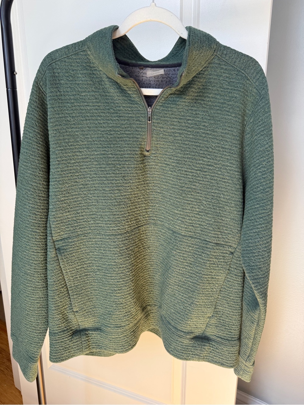 LA Apparel Large Waffle Quarter Zip (Green)
